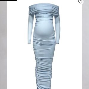 Elegant Off-Shoulder Light Blue Maternity Dress